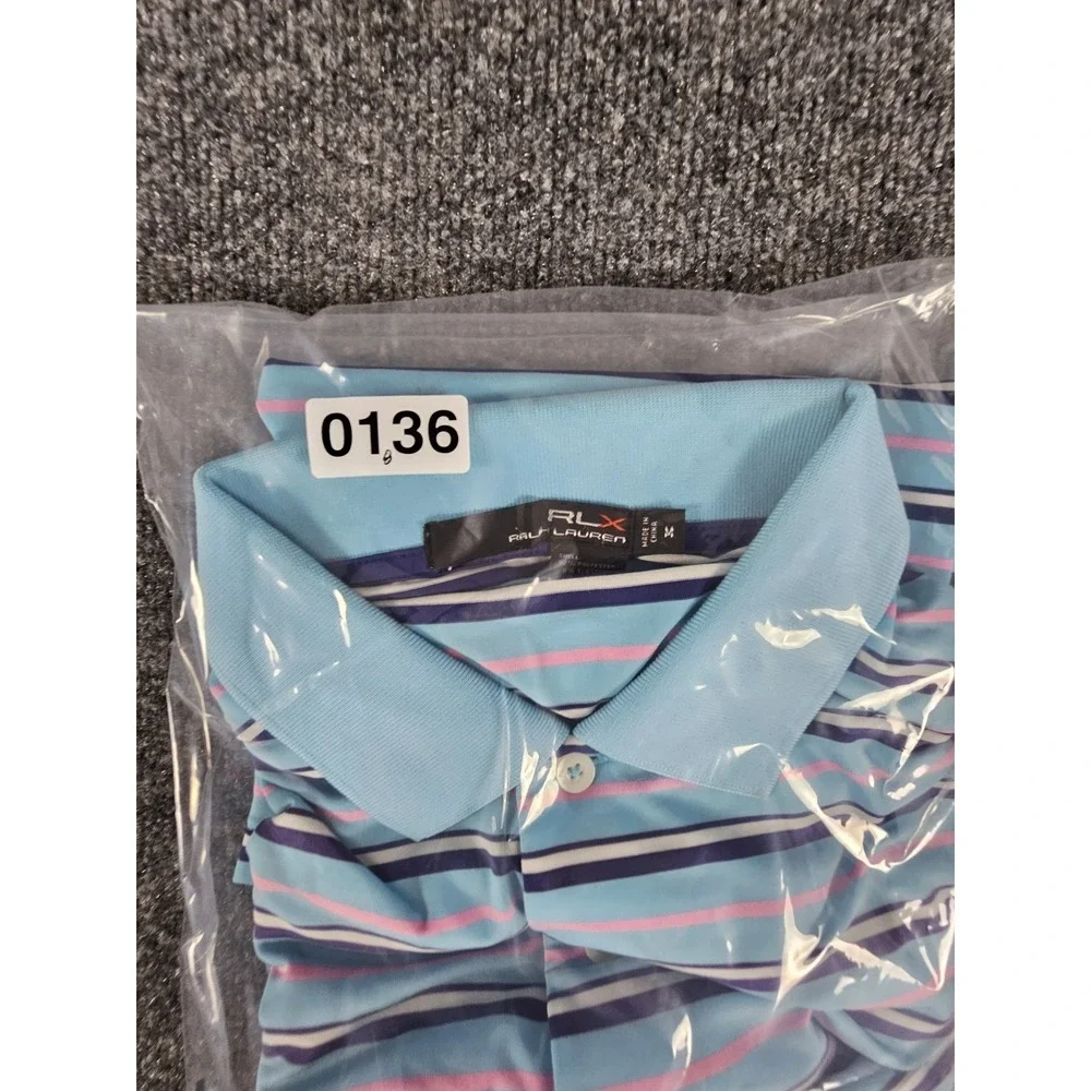 Ralph Lauren RLX Polo Shirt Mens Medium Striped Golf Performance Stretch
